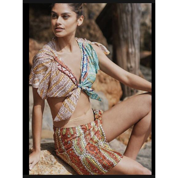 Anthropologie NWT 2 Pc Twist Top Wrap Skirt Set XS Coverup Pool Beach Swim Fairy - Picture 1 of 8